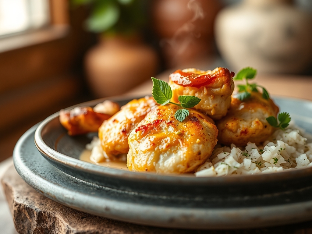 Freshly prepared coconut and chicken recipes