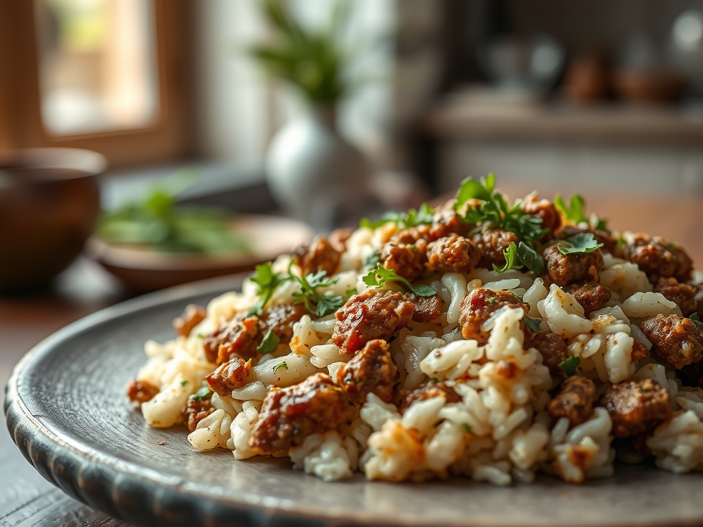 Freshly prepared easy rice and ground beef recipes