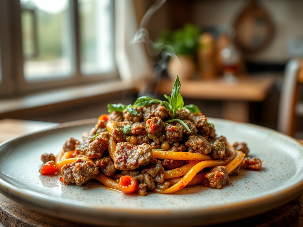 Freshly prepared ground beef recipes with tomatoes