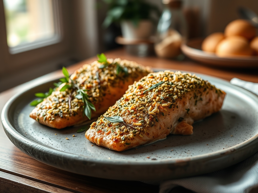 Freshly prepared herb crusted salmon recipes
