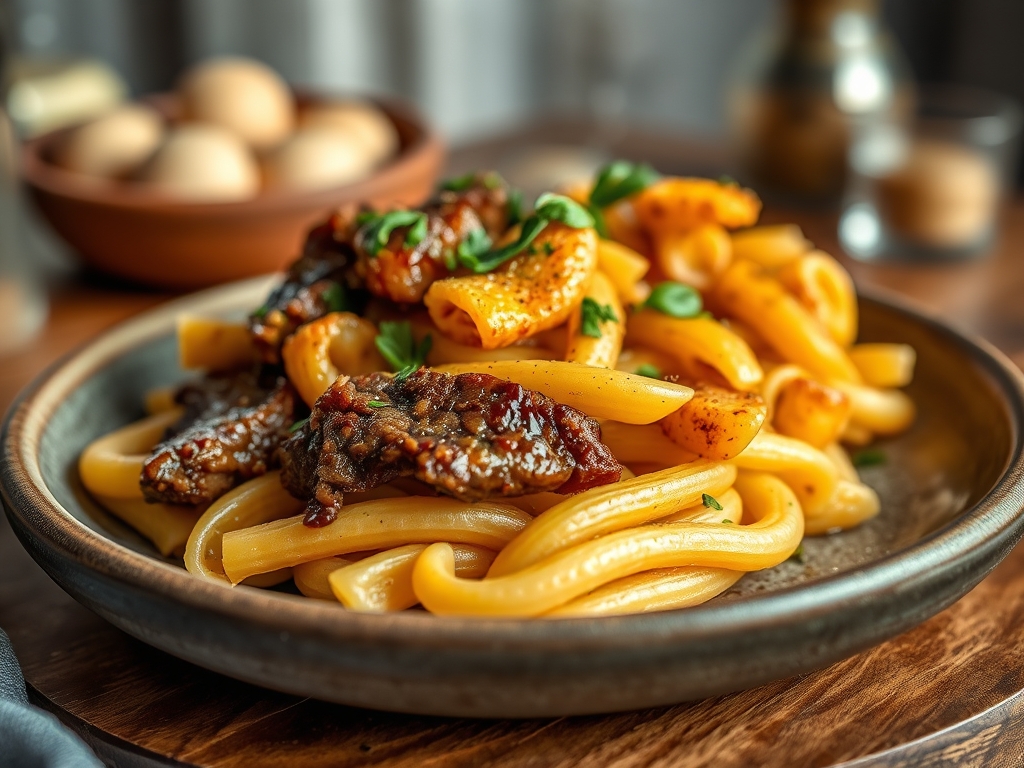 Freshly prepared macaroni and beef recipes