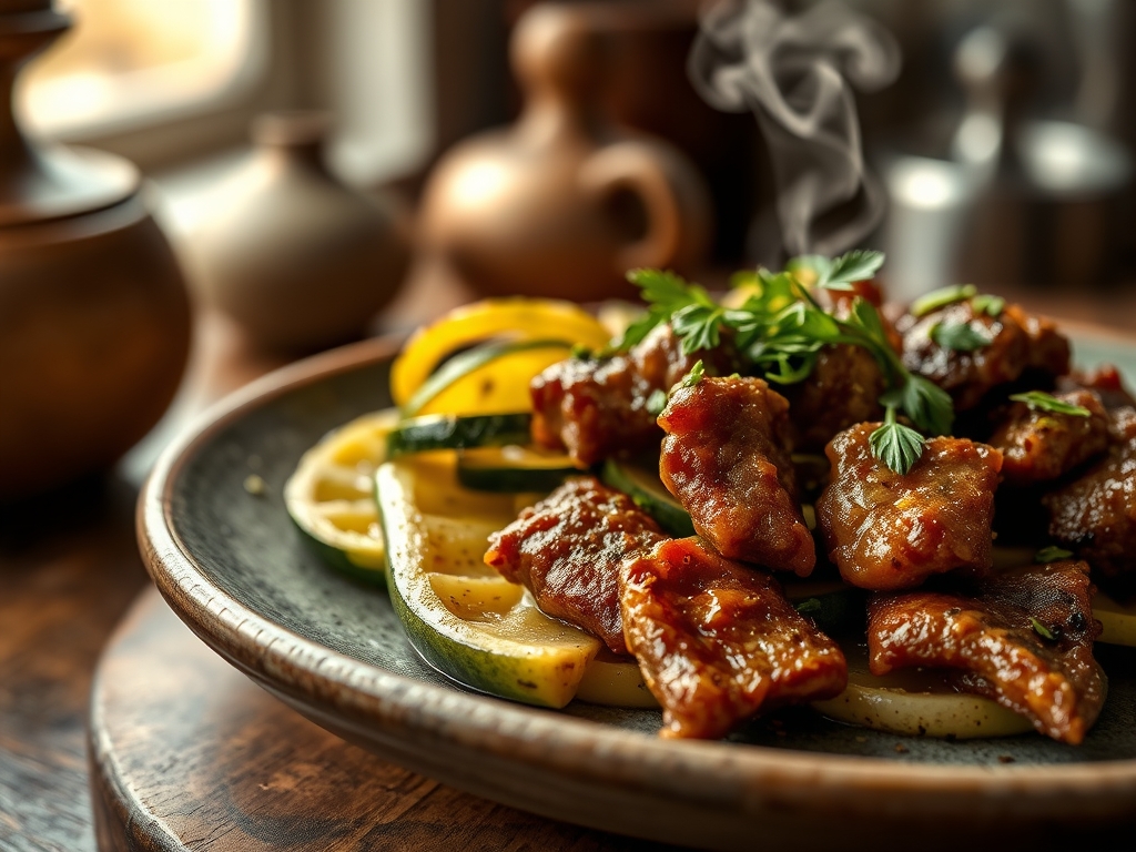 Freshly prepared zucchini and beef recipes